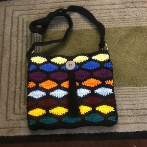 Handmade crochet crossbody multicolored bag